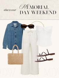 Easy summer outfit idea | memorial day outfit, summer outfit casual, summer outfit denim, mdw outfit, linen pants outfit, costal grandma