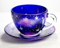 Galaxy Tea Cup and Saucer Set Astrology Celestial Gift Starry | Etsy