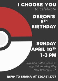 Pokemon Birthday Invite