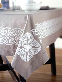 Decor To Adore: All Things Irish - "I love the elegant simplicity of this Celtic tablecloth created with a stencil and fabric paint."