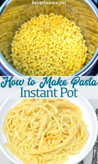 The four minute way to cook pasta in the pressure cooker or instant pot.