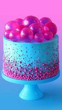 Make a cake fit for a pop star with this strawberry bubblegum flavored cake with gelatin bubbles on top.