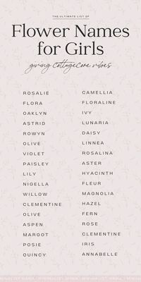 Searching for pretty baby girl names? These flower names for girls are super beautiful and many are very uncommon and unique. If you love earthy girl names, then this baby names list is for you!