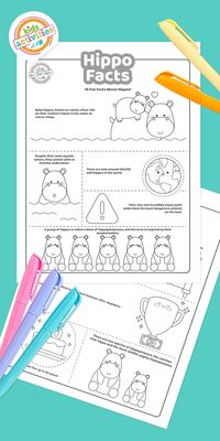 We all know a kid or two who love hippos - so let’s enjoy a day filled with fun hippo facts (and grab your crayons because they double as coloring pages!)