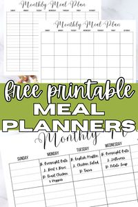 Make meal planning a breeze with these free printable meal planner downloads! Options for weekly menu planning or monthly meal planning included! Meal plan for your family or make an individual meal plan. However you need to use them, these printables are practical and FREE!