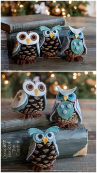 This is so cute anytime. Pinecone Owls - 20 Magical DIY Christmas Home Decorations You'll Want Right Now