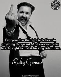 And I can find Ricky Gervais both not so great, and yet often hilarious. And he has vampire teeth.