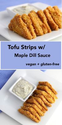 These tofu strip will turn any tofu-hater into a tofu-lover; trust me, it's happened! Best served with this delicious maple dill sauce, these tofu strips make a great snack or protein replacement in a meal! You no longer need chicken fingers, you can have tofu!