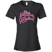 Cute pink this Glam-ma Is Gorgeous Women's Fashion T-Shirts for that extra stylish Grandma. $24.99 www.personalizedfamilytshirts.com