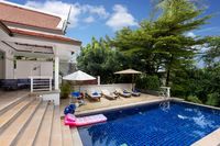 10-metre blue-tiled pool sheltered on three sides