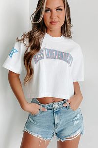 Little Miss Independent Oversized Graphic Crop Tee (White) - Print On – NanaMacs