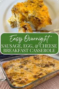 The perfect easy breakfast casserole recipe for Christmas morning, or anytime you want to feed a crowd. Fluffy eggs paired with cheddar cheese and savory sausage all on a bread crust. Throw it together the night before and pop it in the oven the next morning!