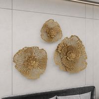 Gold Metal Large 3D Floral Home Wall Decor with Cutouts (Set of 3) - Bed Bath & Beyond - 32901647