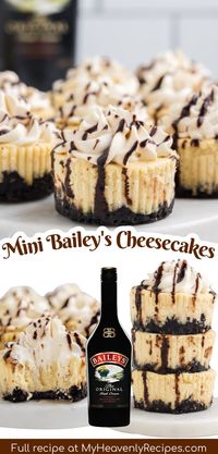 Mini Bailey's Cheesecakes- yummy christmas dessert or anytime of year. Baileys irish cream cheesecakes. How to make mini cheesecakes. Fun xmas holiday dessert treat idea. Easy recipe. New years eve dessert idea.