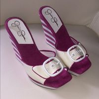 Vintage Wedge Sandal Jessica Simpson Pink/White Size 6 (36). Never Worn