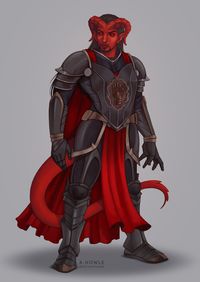 [OC] I had my Tiefling Paladin commissioned. Meet Dartanian Bloodthane.