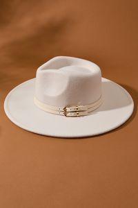 Wide Brim Buckle Hat in White | Altar'd State