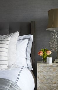 Luxury International Interior Architecture and Design project by Katharine Pooley. Beautiful headboard detailing.