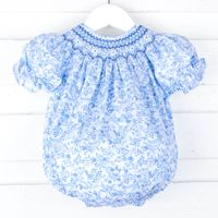 Bella Blue Floral Smocked Bubble