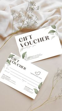 Minimal Gift Voucher, Canva Editable Gift Certificate Template, Printable, DIY Edit Business Coupon, Shop Voucher, Simple Voucher, Leafs
