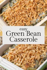 With just 4 ingredients, this green bean casserole is seriously easy! It pairs perfectly with turkey for a Thanksgiving side dish.