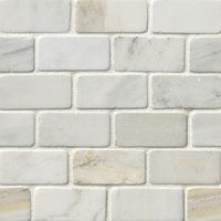 Hampton Carrara Tumbled Amalfi Marble Mosaic Tile - 2 x 4 in. - The Tile Shop