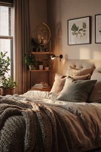 ✨ Transform your bedroom into a cozy retreat! 🛏️ From soft lighting to plush textures, find the perfect inspiration to create a space you'll never want to leave. 🌙💫  bedroom transformation, cozy haven, neutral interiors, layered rugs, ambient fairy lights, modern bedroom design, textured decor, tranquil bedroom #BedroomDecor #CozyVibes #Homebedroomrefresh