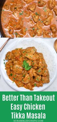 Fall in love with this better than takeout chicken tikka masala recipe! This easy to make masala is packed with traditional masala flavors you'll love! #ChickenTikkaMasala #ChickenMasala #TikkaMasala #ChickenCurry #EasyCurryRecipe #CurryRecipe #TikkaMasalaRecipe #IndianCuisine #IndianRecipe