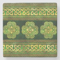 Four-leaf Lucky Clover Shamrock Ornament Stone Coaster Gender: unisex. Age Group: adult.