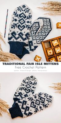 Traditional fair isle mittens.