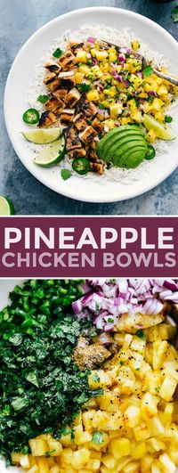 Delicious marinated chicken with a simple cilantro pineapple salsa. This pineapple chicken is easy to throw together and mega flavorful! #pineapple #chicken #recipe #avocado #salsa #grill #grilled #bake #easy #recipe