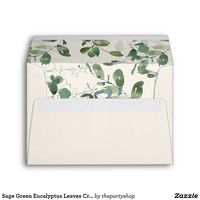 Sage Green Eucalyptus Leaves Cream Envelope #zazzlemade