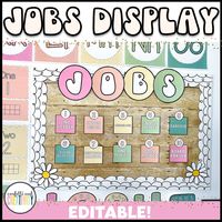 Help your students pitch in and help the classroom run smoothly with these beautiful retro-inspired job cards. This product comes with 34 preset jobs and editable options to create your own jobs for the classroom. You and your students will love using this product all year long!   If you like this design, check out the entire Retro Classroom Decor Bundle which includes this product and everything else you need to turn your classroom into a bright & beautiful retro dream!     I