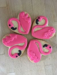 Flamingo cookies using a heart cutter