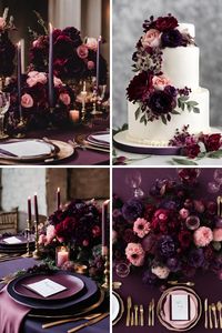 Purple and Burgundy Wedding: Gorgeous Dark Purple, Burgundy, and Pink Wedding Ideas - Francisca's Bridal