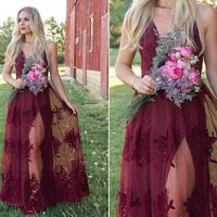 Boho Burgundy Dress, Lace Wedding Guest Dress, Photoshoot Dress, Maxi Dress, Lace Long Dress, Beach Photo Shoot Dress. Tall - Size S. * It Is New, Never Worn, However, Purchases It From Etsy And Changed My Mind. Did Not Come With Tags Attached. It Is Handmade By A Small Local Shop.