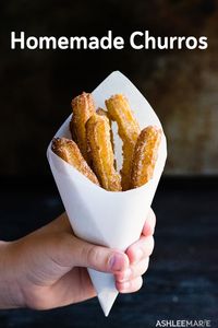 Recipe and video tutorial for making fried churros with a pate a choux dough. | Fall | Winter | Dessert | #homemadechurros #frieddesserts #partyfoods