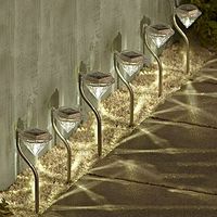 Pack Of 6 Solar Powered LED Stainless Steel Diamond Effect Garden Stake Lights  | eBay