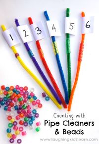 Pipe cleaner counting for math learning.