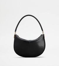 Hobo bag in calfskin leather, with a slightly padded shoulder handle and a removable shoulder strap. Closed with zip, it comes with the iconic metal T Timeless accessory on the sides, which is common to all Tod's T Case styles.