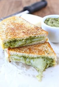 Parmesan Crusted Pesto grilled Cheese Sandwich via @Maria (Two Peas and Their Pod)