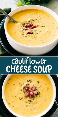 A wonderful twist on the classic cheese soup prepared with cauliflower, bacon, cheddar cheese, and a splash of cream. This Cauliflower Cheese Soup will have everyone coming back for seconds!