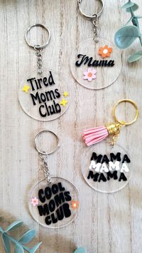 Cute Mama Keychain, Mother's Day Key Chain, Gift for Mom, Mother's Day Gift, Clear Acrylic Mom Keychain