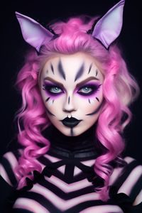 Halloween Cheshire Charm makeup inspired by Alice in Wonderland