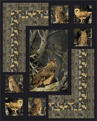 This is a downloadable pattern: When purchased, you will receive an email with a link to your pattern file.This product is also available as a Paper Pattern. Scroll down to find product in the "You may also like" section.The Night Owls Quilt Pattern creates a dramatic setting for a beautiful panel. Fabric shown is Majestic Woods by Andover Fabrics. Finished Size: 46" x 57" Skill Level: Intermediate Pattern Designed By: Nan Baker of Purrfect Spots **This product is for the pattern only. Fabric and Fabric panel shown in the sample quilt are not included.