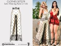 The Sims Resource - Clothes SET279 - Satin Wide-leg Pants C1125