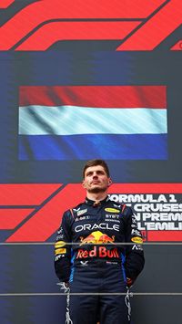 Max Verstappen on the podium, after winning the Emilia Romagna 2024 GP🇮🇹🧡 (05/19/2024)