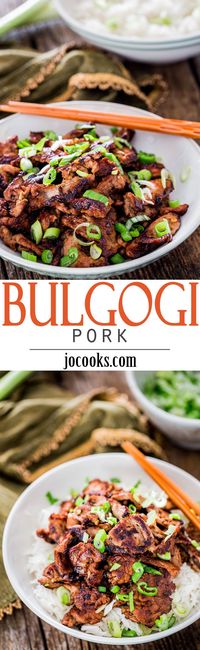 Korean Bulgogi Pork - a Korean inspired recipe of marinated pork tenderloin. Easy, quick and delicious. No wonder it's one of Korea's most beloved meat dishes.