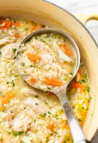 This chicken and rice soup recipe is incredibly cozy! Whip up a big batch in just 35 minutes for the best family meal to warm up with on a chilly day.