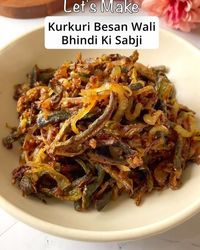 Sneha | Indian Food Blogger on Instagram: "Besan Wali Bhindi - Spicy, crunchy, and oh-so-satisfying!

Learn how to make crispy masaledar bhindi sabji/sabzi with besan and onion.

Ingredients:
250g bhindi, cut into thin strips
2-3 tbsp besan
1 tsp red chilli powder
1 tsp turmeric powder
1 tsp coriander powder
1 tbsp water
2 dried red chillies, broken/torn in half
1.5 tsp cumin seeds
1 tsp ajwain/carom seeds
1 tbsp garlic, chopped
2 medium-sized onions, sliced
½ tsp garam masala powder
Salt to taste
1-2 tbsp lemon juice
Oil for frying

Instructions ➡️ Check Pinned Comment!!

🍽️🍽️🍽️🍽️🍽️🍽️🍽️

Dinner time is when magic happens in the kitchen! Come join us for dinner tonight!😍

🔅Here is my dish: Besan Wali Bhindi

🤍 Please check out our #️⃣ and feast your eyes on some delicious dinner 